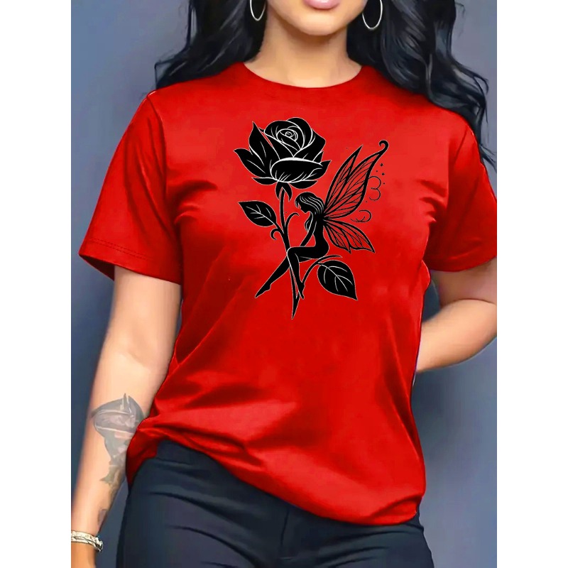 Summer Rose Clothing - Women's T-shirt Rose Fairy Art Print