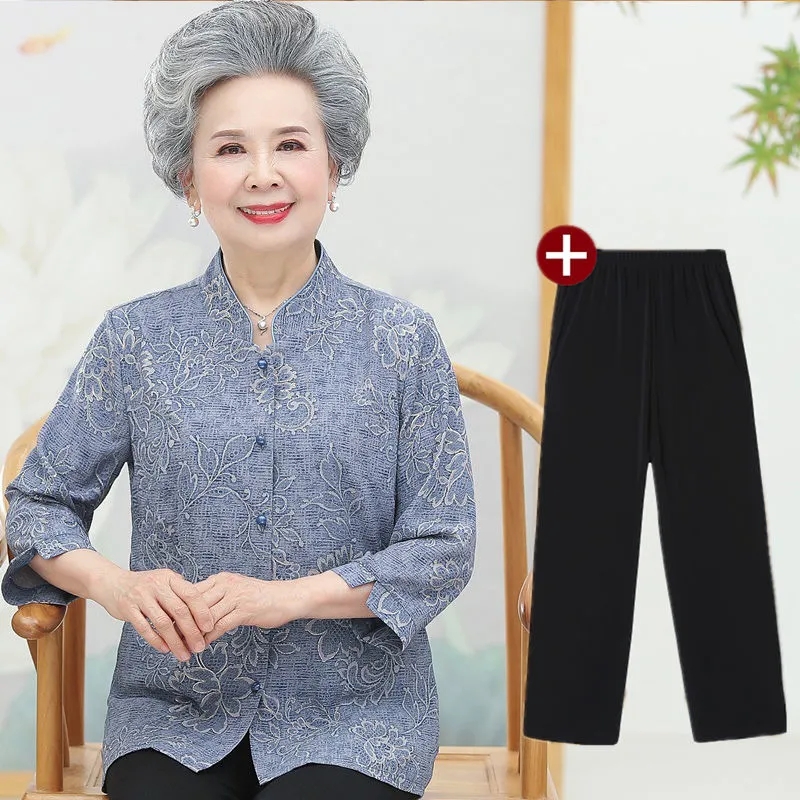 Elderly Grandma Shirts Blouse  - огляд і ціна Summer Clothing Old Money