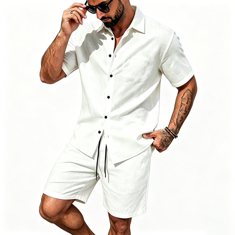 Men Linen Two Piece Outfit Sho - огляд і ціна Summer Clothing Line