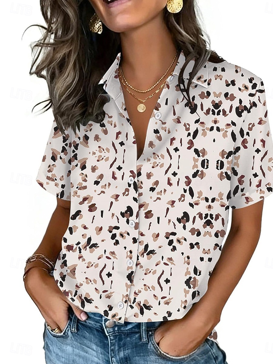 Women's Dot Print Lapel Shirt  - огляд і ціна Summer Clothing Wear