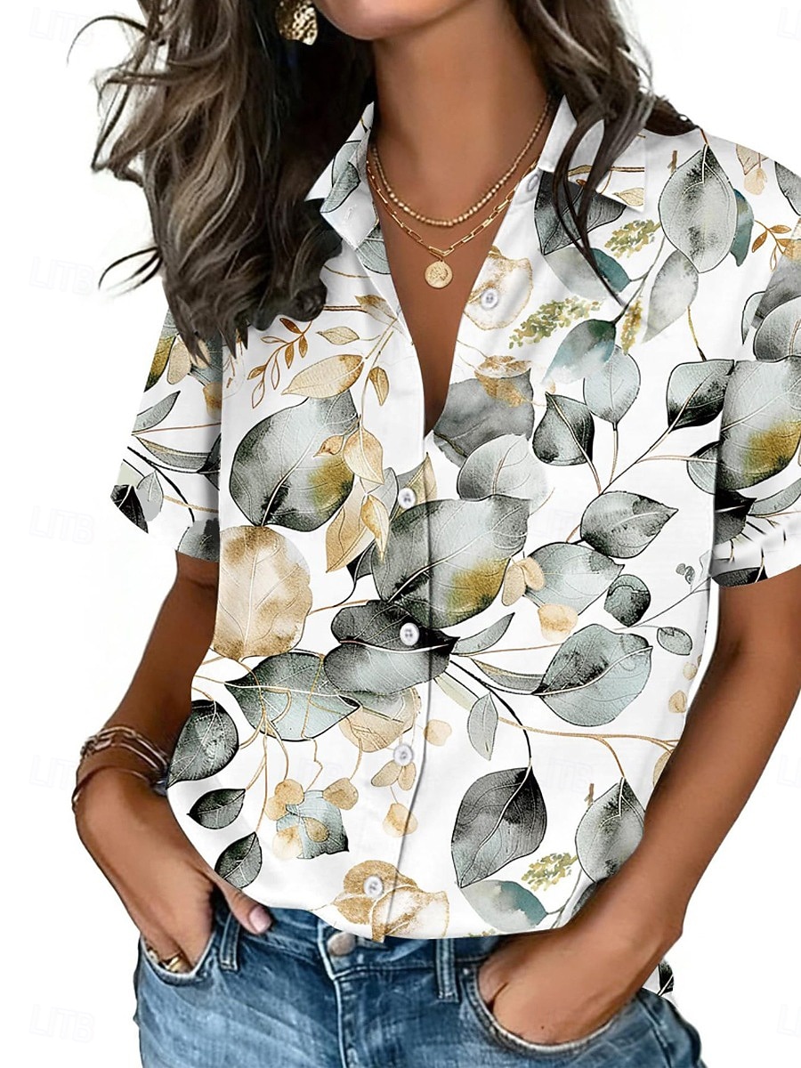 Women's Dot Print Lapel Shirt  - огляд і ціна Summer Clothing Wear