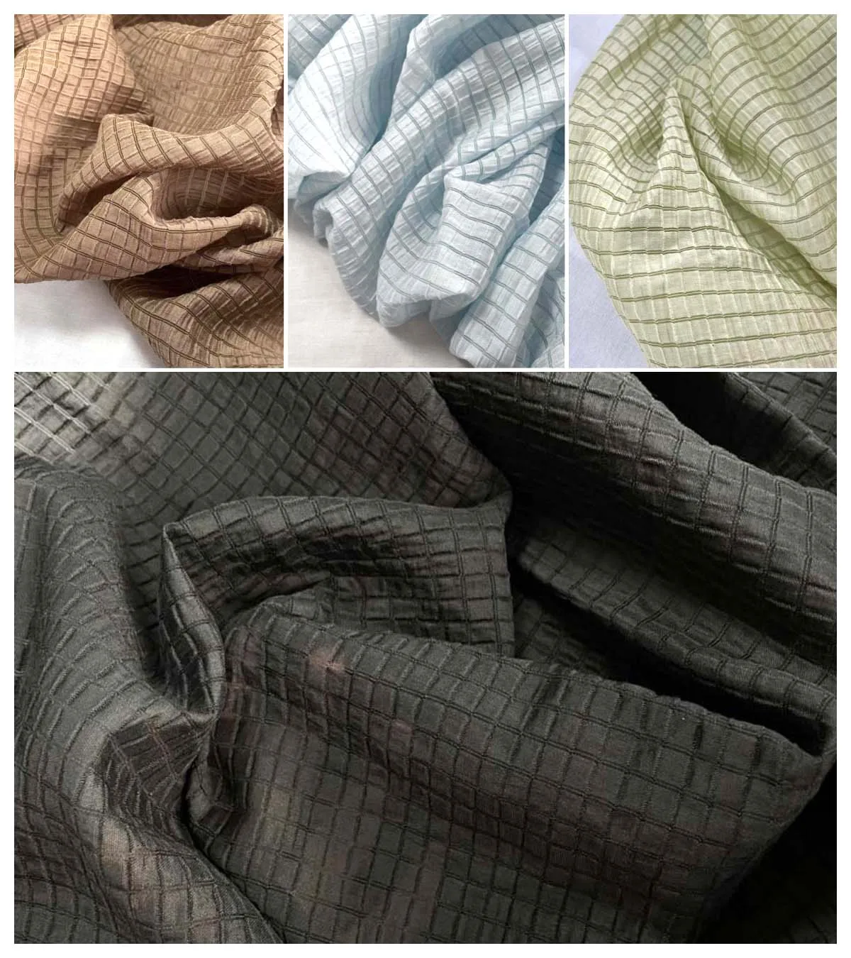 Cream Yellow Checkered Fabric  - огляд і ціна Summer Clothing Material