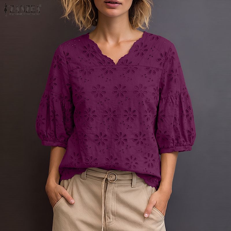 ZANZEA 2026 Eyelet Embroidery  - огляд і ціна Summer Clothing Wear