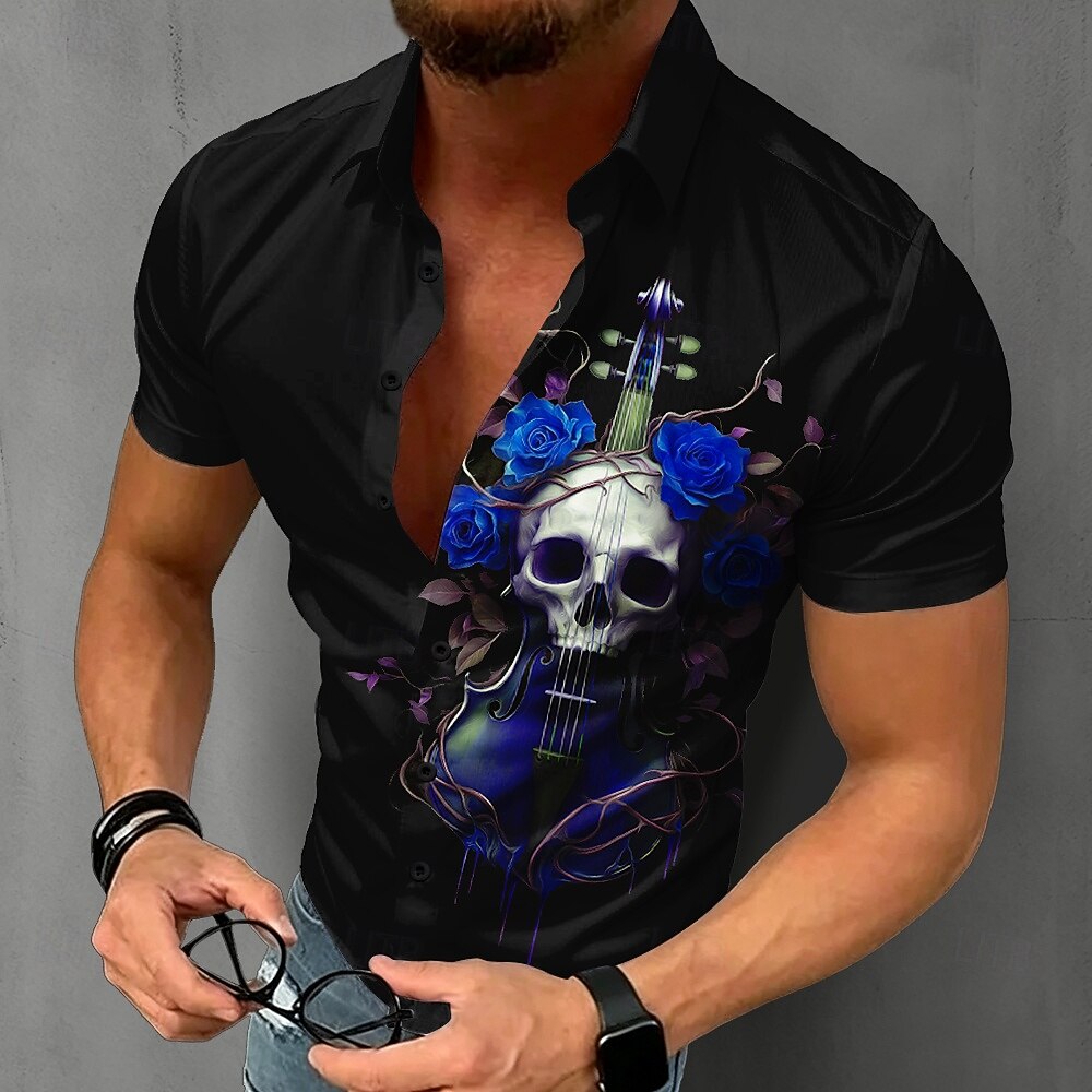 Men's Gothic Skull Shirt Short - огляд і ціна Summer Rose Clothing