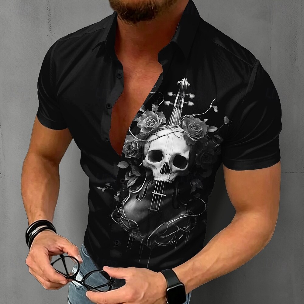 Men's Gothic Skull Shirt Short - огляд і ціна Summer Rose Clothing