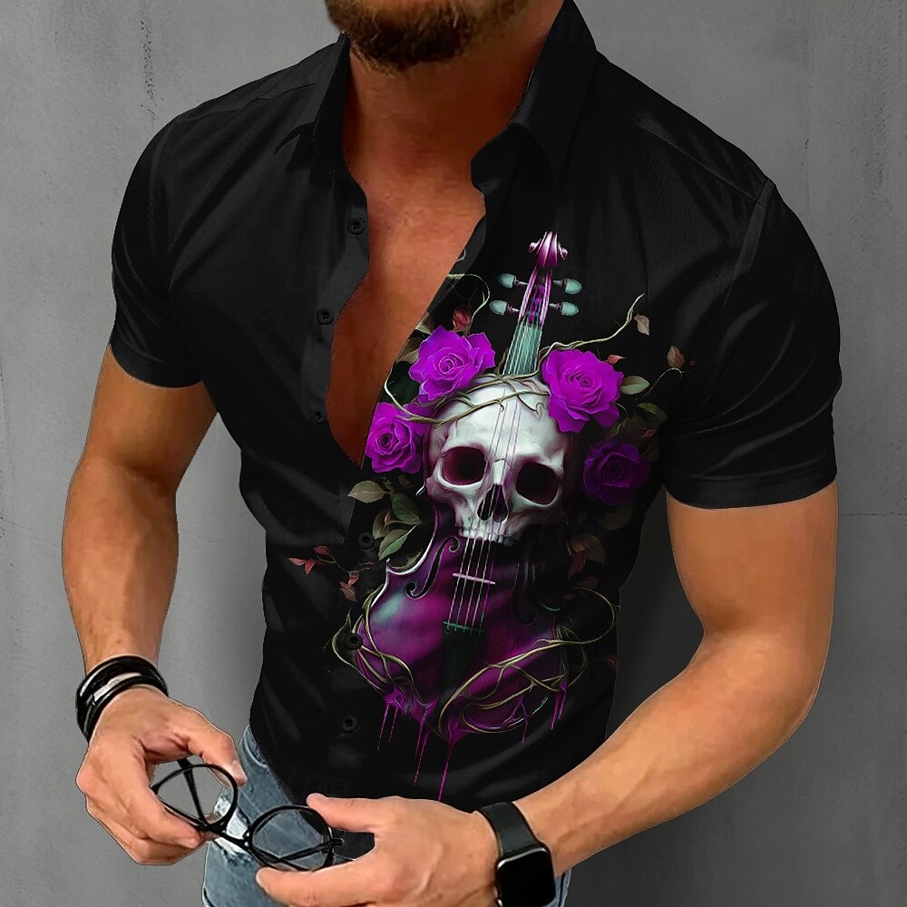 Men's Gothic Skull Shirt Short - огляд і ціна Summer Rose Clothing