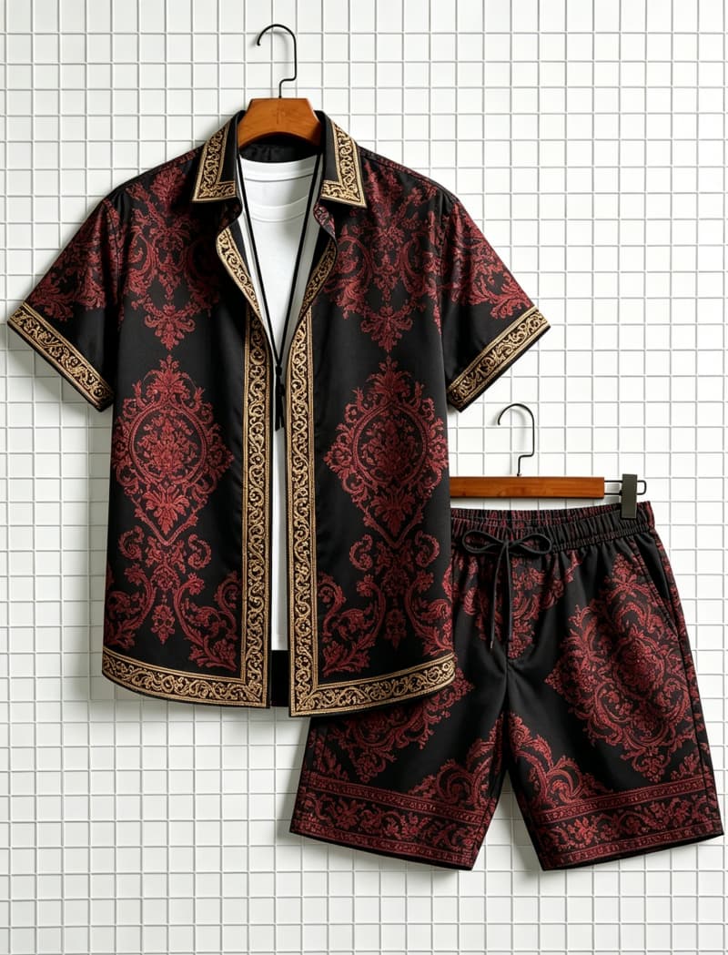 Men's ethnic border printed sh - огляд і ціна Summer Clothing Line