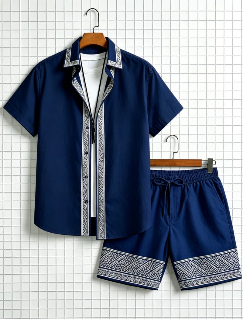 Men's ethnic border printed sh - огляд і ціна Summer Clothing Line