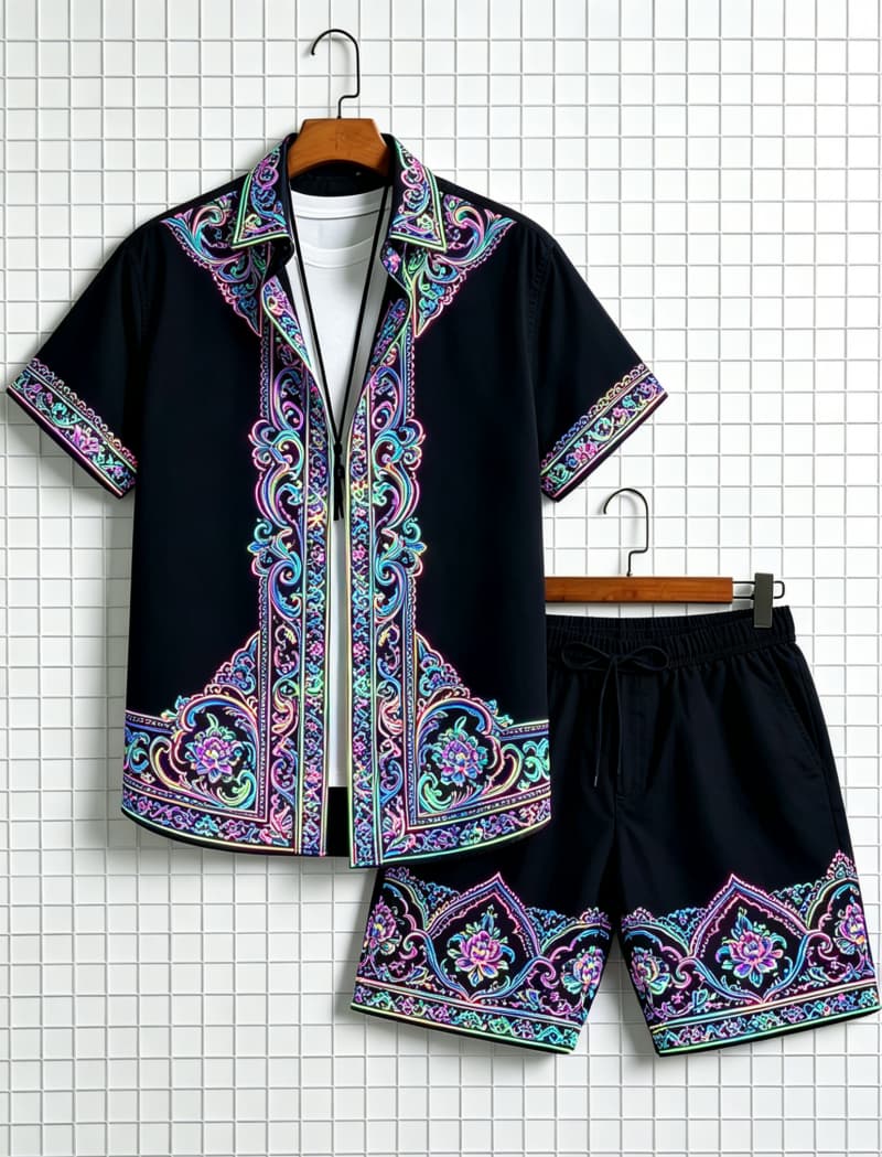 Men's ethnic border printed sh - огляд і ціна Summer Clothing Line