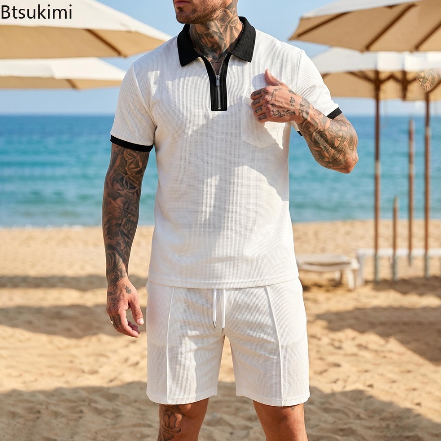 Mens Waffle Collar Polo Short  - огляд і ціна Summer Clothing Wear
