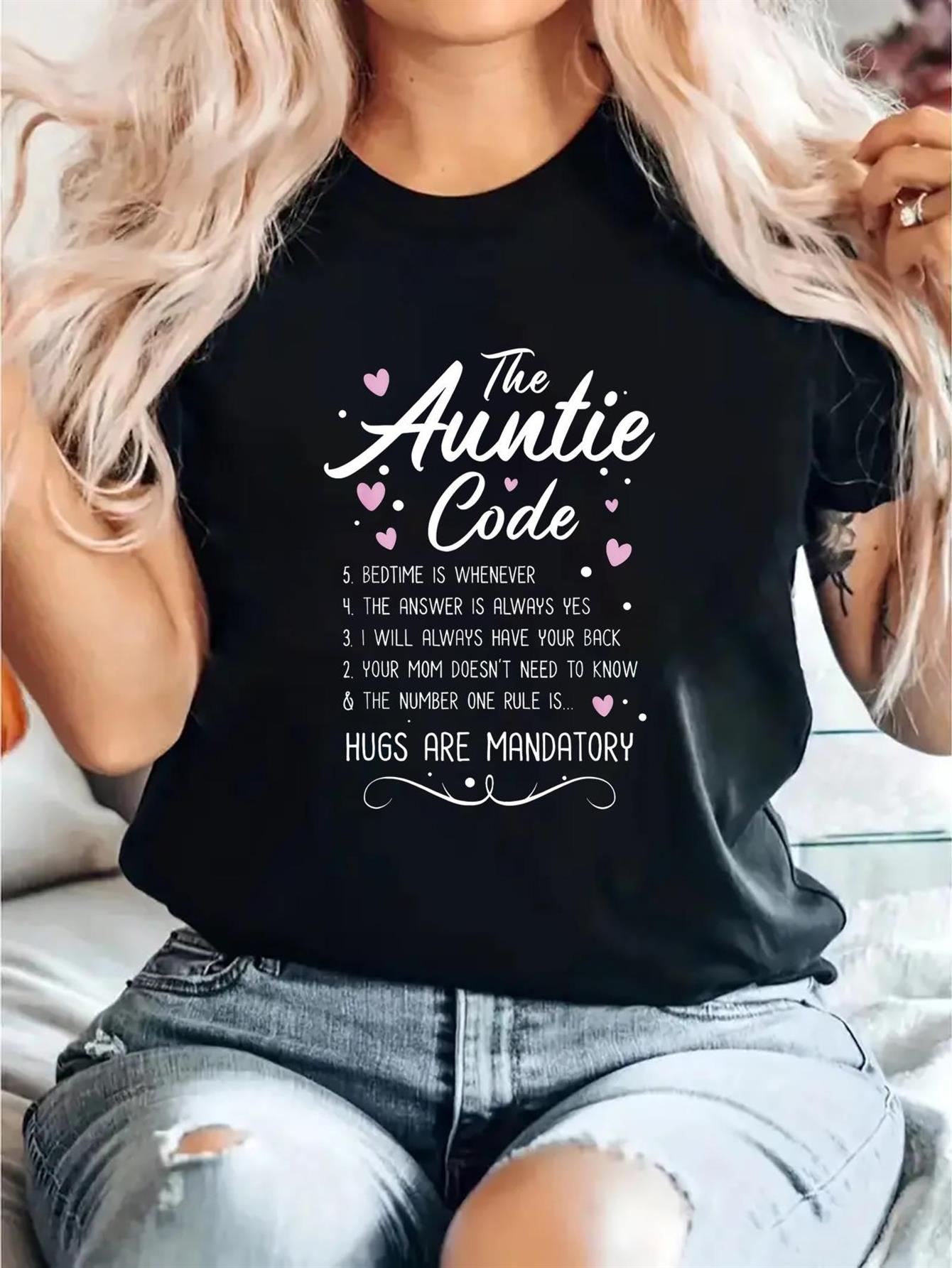 Women's Fun Auntie Themed T-Sh - огляд і ціна Summer Clothing Wear