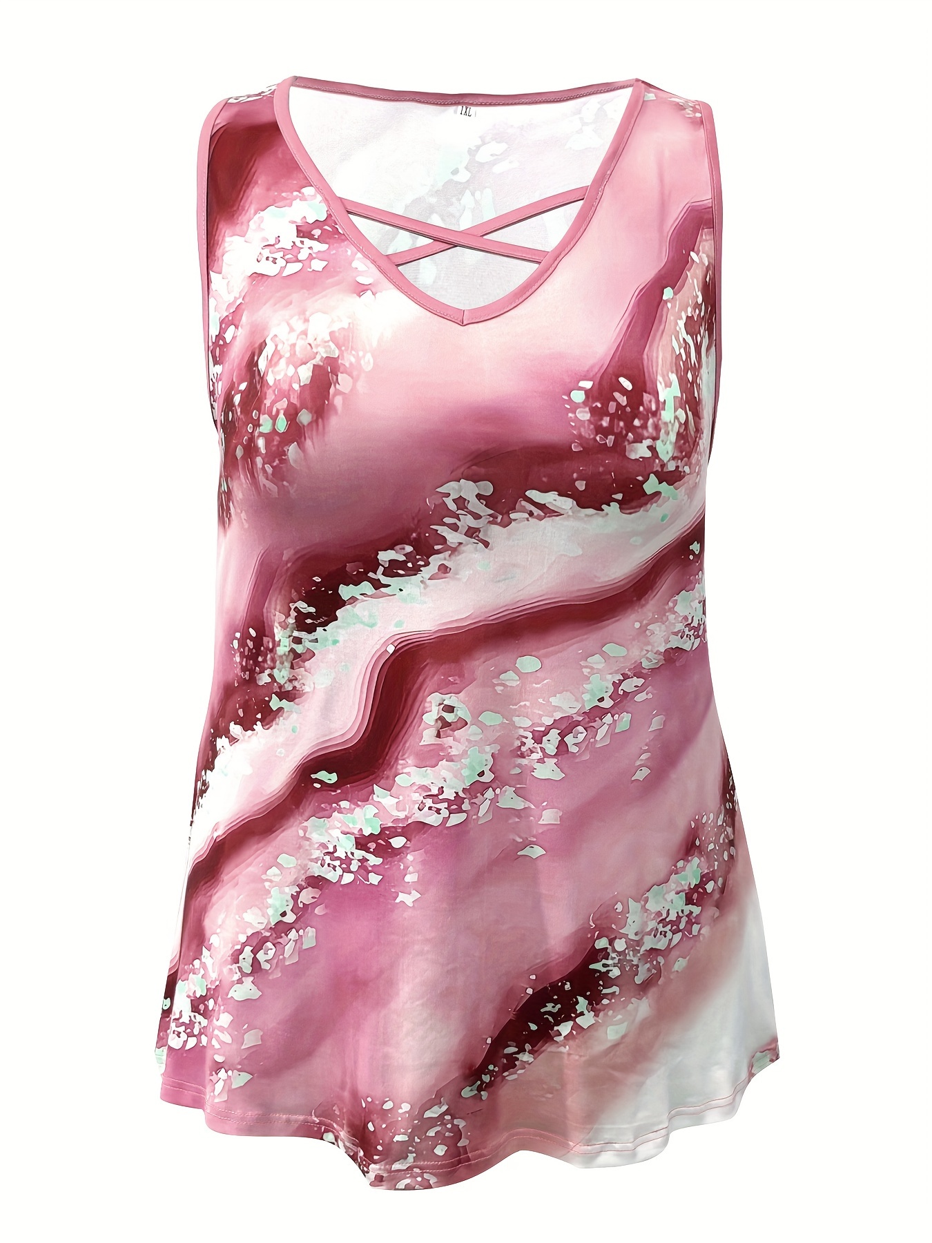 Plus Size Marble Print Tank To - огляд і ціна Tank Top Breathable